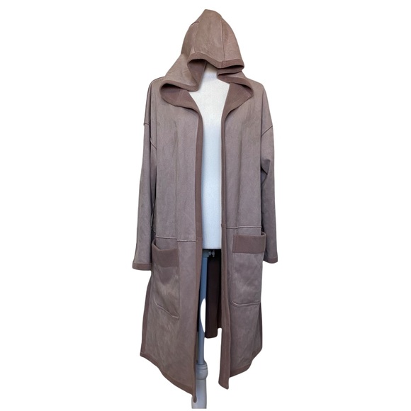 B New York Faux Suede Oversized Hooded Coat in Dusty Blush Size Medium NWT - Picture 4 of 11
